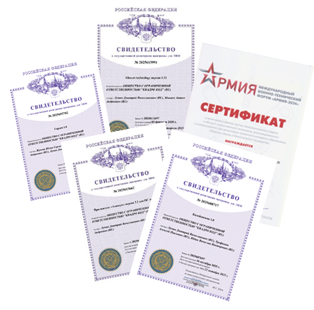Сертификаты и заслуги компании КВАДРО КОД